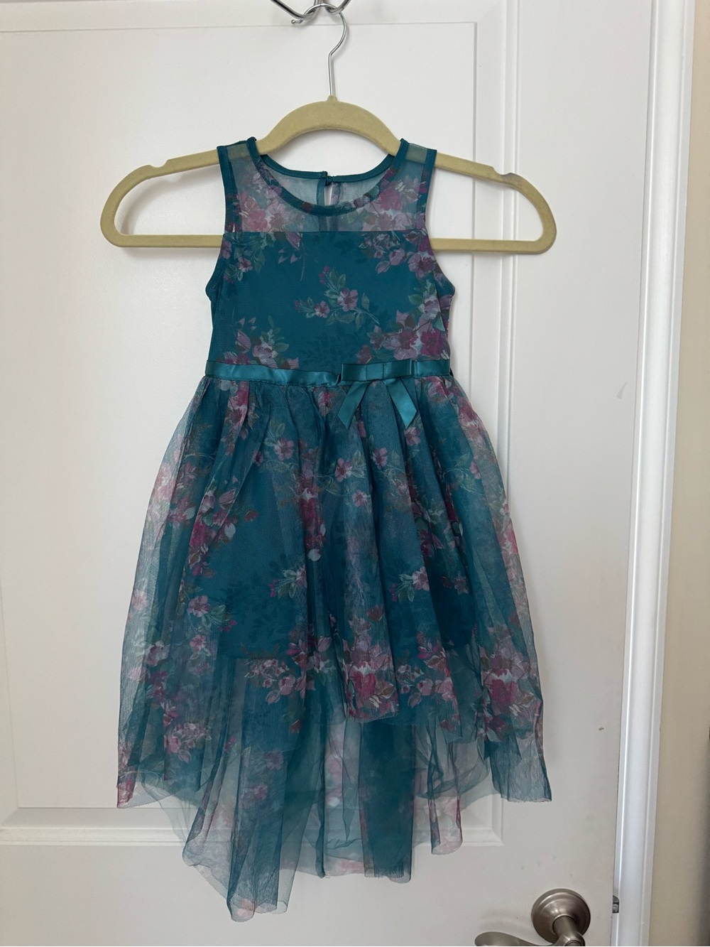 Teal Floral Tulle Party Dress